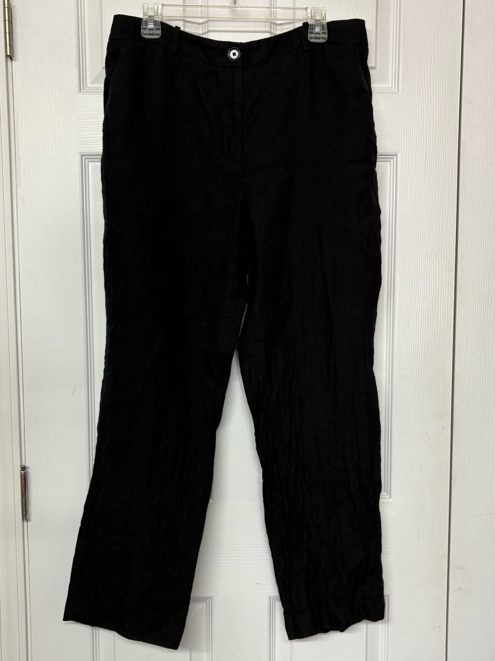 Talbots Southhampton Pant 100% Linen Black Pants Sz 12